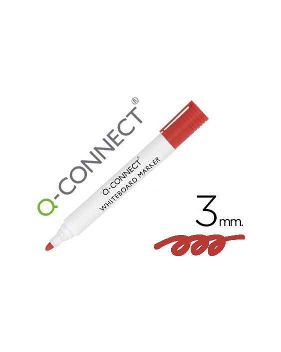 Rotulador q-connect pizarra blanca color rojo punta redonda 3 mm