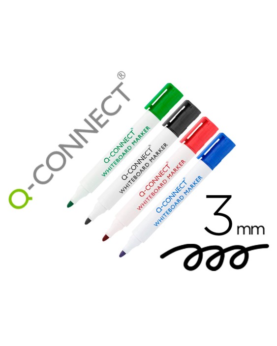 Rotulador q-connect pizarra blanca colores surtidos punta redonda 3 mm