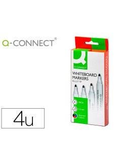 Rotulador q-connect pizarra blanca caja 4 colores surtidos punta redonda 3 mm