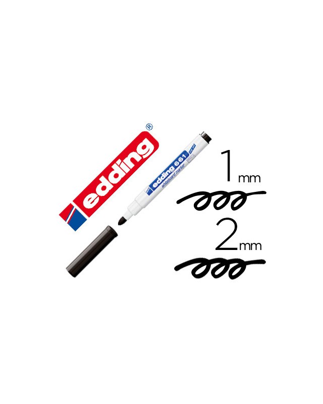 Rotulador edding para pizarra blanca 661 color negro punta redonda 1-2 mm