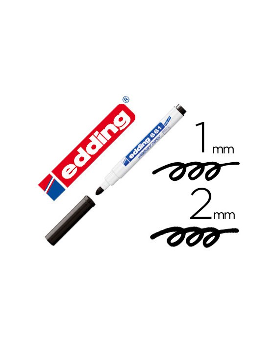 Rotulador edding para pizarra blanca 661 color negro punta redonda 1-2 mm