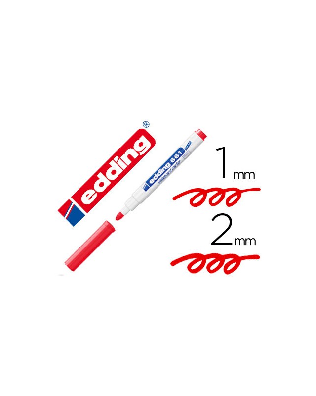 Rotulador edding para pizarra blanca 661 color rojo punta redonda 1-2 mm