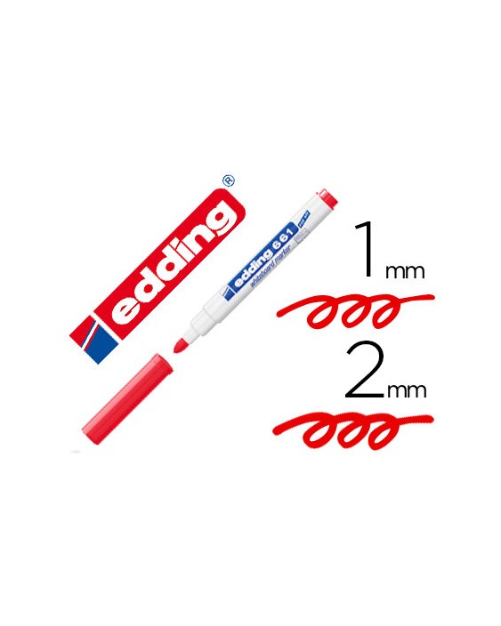 Rotulador edding para pizarra blanca 661 color rojo punta redonda 1-2 mm