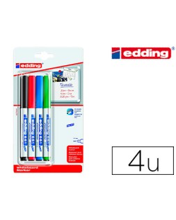 Rotulador edding para pizarra blanca 661 punta redonda 1-2 mm blister de 4 unidades colores surtidas