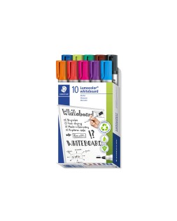 Rotulador staedtler lumocolor 351 para pizarra blanca punta redonda 2 mm recargable caja 10 unidades colores surtidos