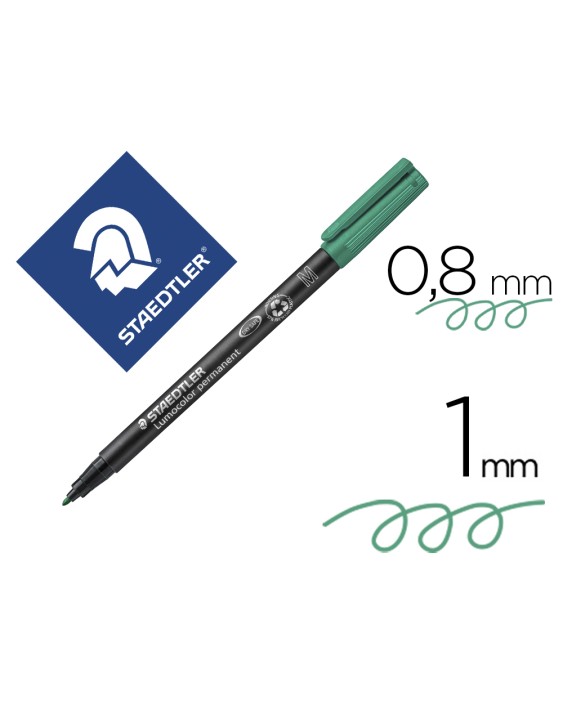 Rotulador staedtler lumocolor retroproyeccion punta de fibrapermanente 317-5 verde punta media redonda 0.8-1 mm