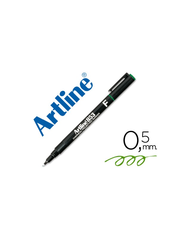 Rotulador artline retroproyeccion punta fibra permanente ek-853 verde -punta redonda 0.5 mm