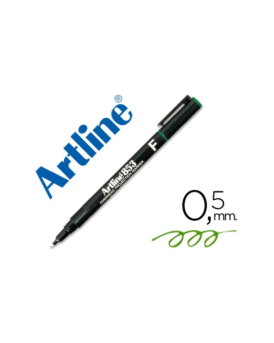 Rotulador artline retroproyeccion punta fibra permanente ek-853 verde -punta redonda 0.5 mm