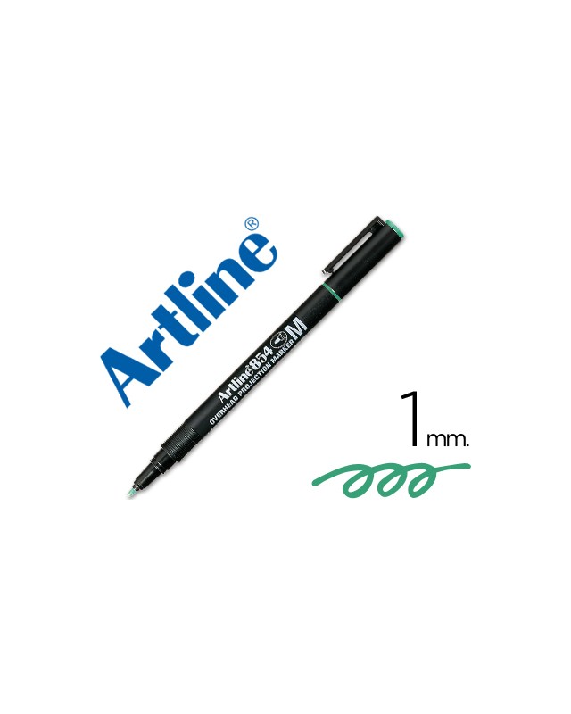 Rotulador artline retroproyeccion punta fibra permanente ek-854 verde -punta redonda 1 mm