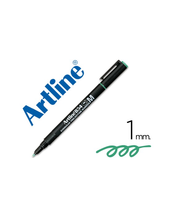 Rotulador artline retroproyeccion punta fibra permanente ek-854 verde -punta redonda 1 mm
