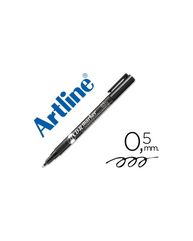Rotulador artline para cd punta de fibra permanente ek-883 negro -punta redonda 0.5 mm