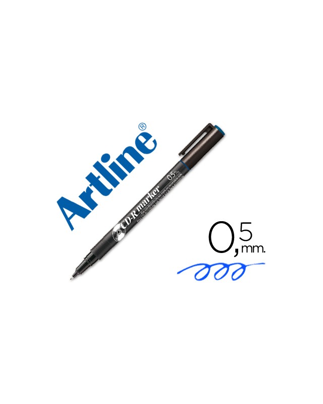 Rotulador artline para cd punta de fibra permanente ek-883 azul -punta redonda 0.5 mm