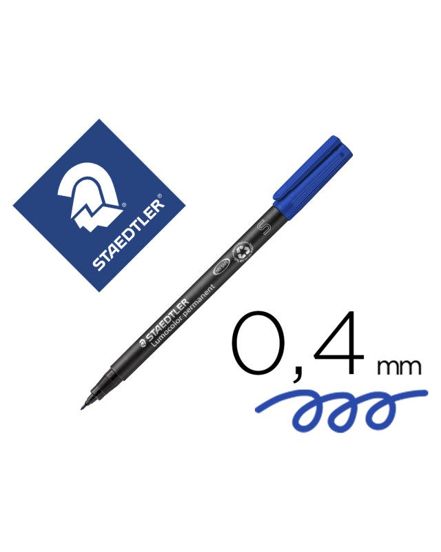 Rotulador staedtler lumocolor retroproyeccion punta de fibra permanente 313-3 azul punta super fina redonda 0.4 mm