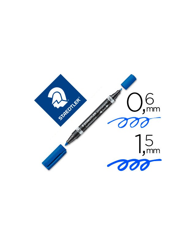 Rotulador staedtler lumocolor permanente duo 348 azul punta f 0,6 mm punta m 1,5 mm
