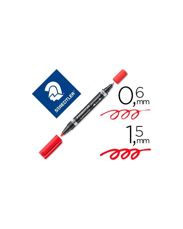 Rotulador staedtler lumocolor permanente duo 348 rojo punta f 0,6 mm punta m 1,5 mm