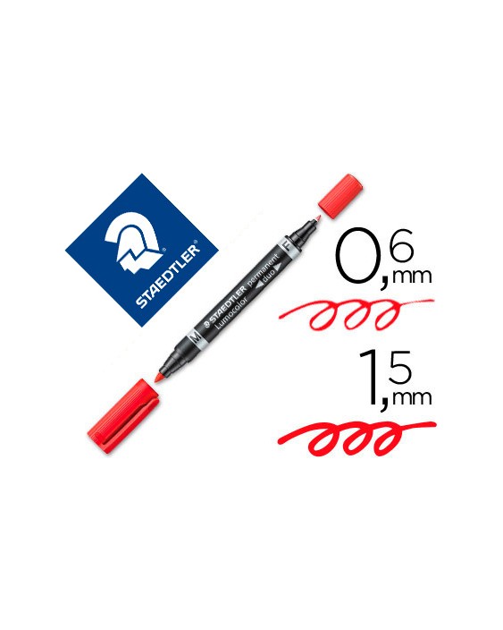 Rotulador staedtler lumocolor permanente duo 348 rojo punta f 0,6 mm punta m 1,5 mm
