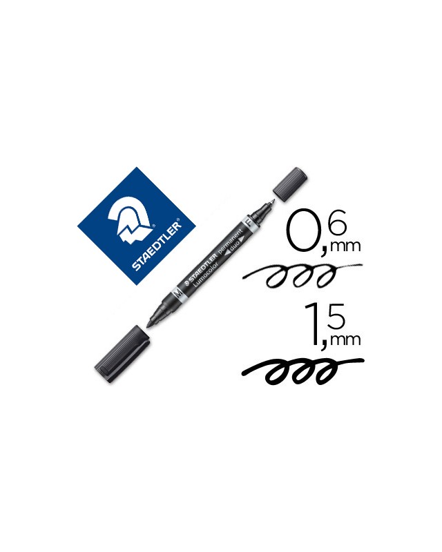Rotulador staedtler lumocolor permanente duo 348 negro punta f 0,6 mm punta m 1,5 mm