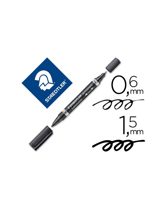 Rotulador staedtler lumocolor permanente duo 348 negro punta f 0,6 mm punta m 1,5 mm