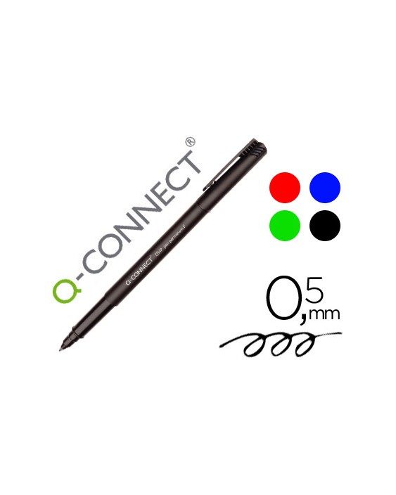 Rotulador q-connect retroproyeccion punta fibra super fina redonda 0,5 mm permanente bolsa 4 rotuladores