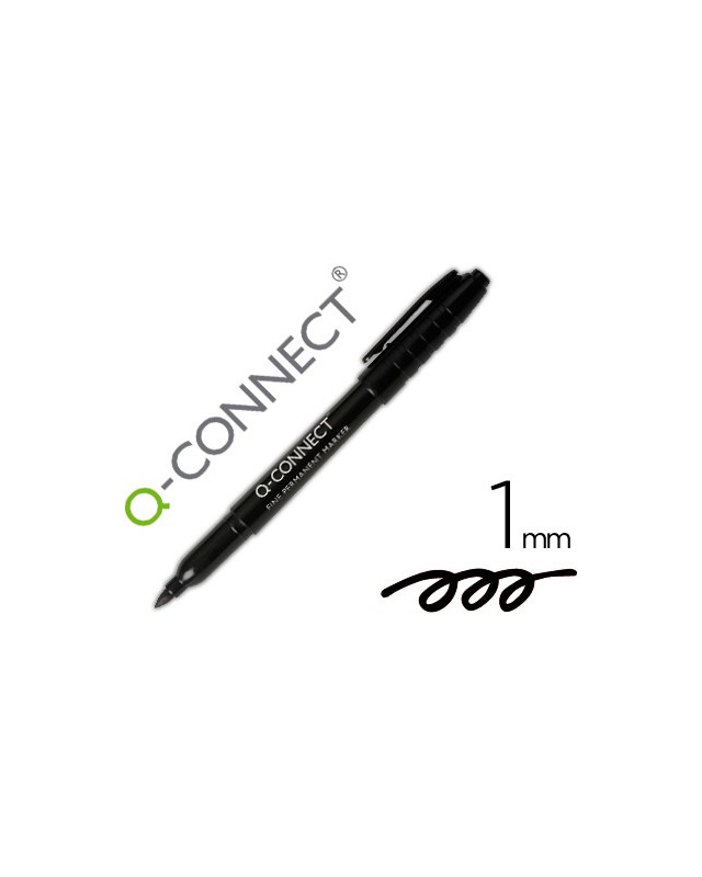 Rotulador q-connect para cd/dvd punta fibra permanente negro punta redonda 1 mm