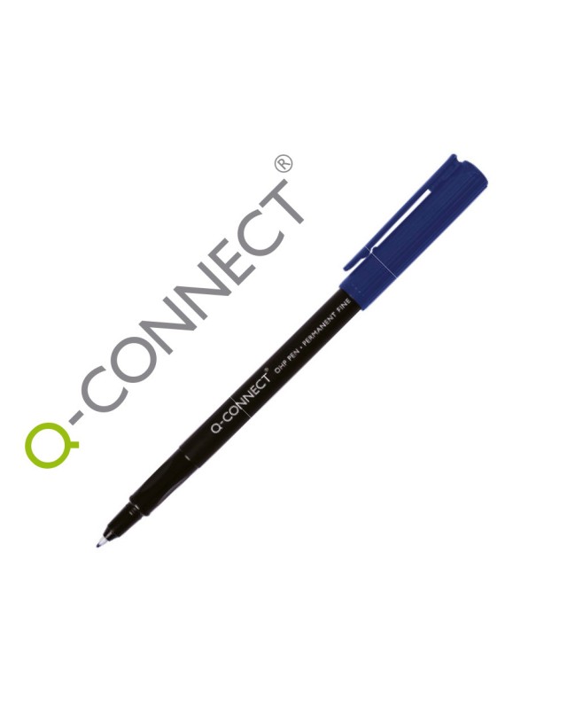 Rotulador q-connect retroproyeccion punta fibra super fina redonda 0.5 mm permanente azul