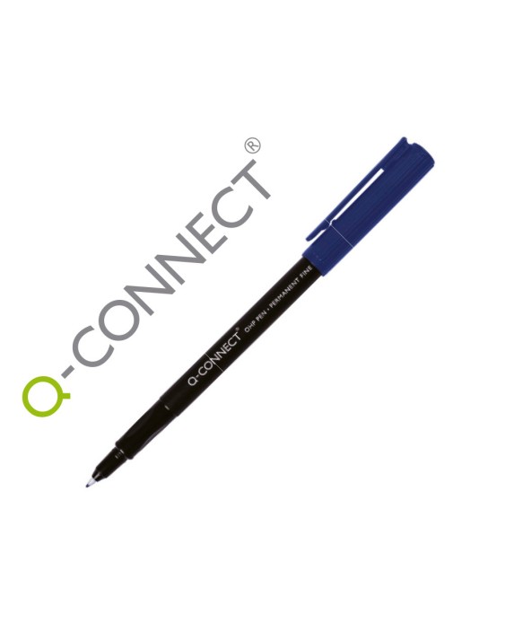 Rotulador q-connect retroproyeccion punta fibra super fina redonda 0.5 mm permanente azul