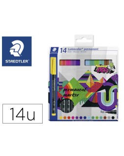 Rotulador staedtler lumocolor retroproyeccion punta de fibra permanente 317 caja de 14 unidades colores surtidos