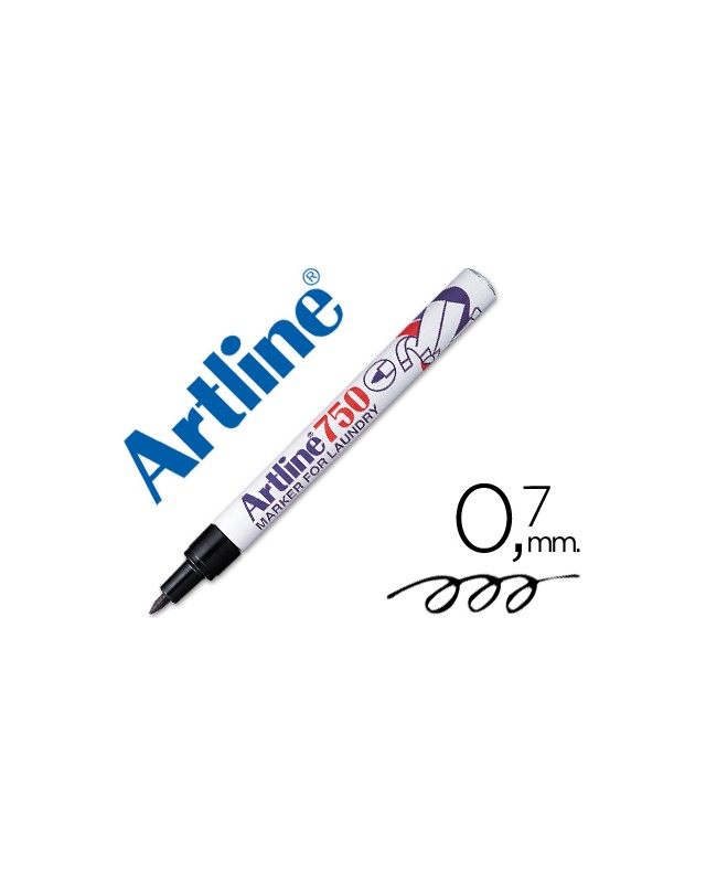 Rotulador artline marcador permanente lavable para textil ek-750 negro punta redonda 0,7 mm