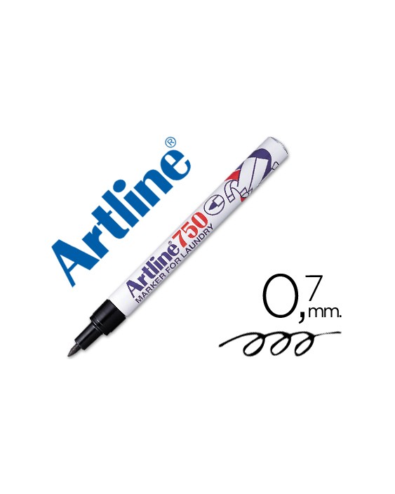 Rotulador artline marcador permanente lavable para textil ek-750 negro punta redonda 0,7 mm