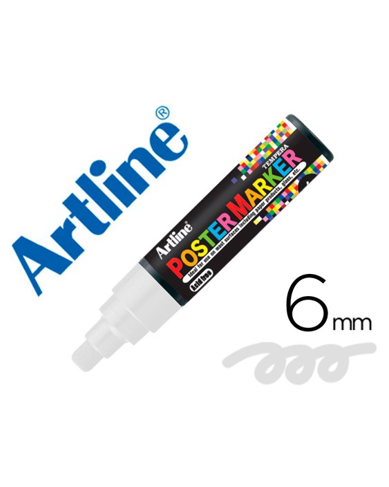 Rotulador artline poster marker epp-6-bla punta redonda 6 mm color blanco