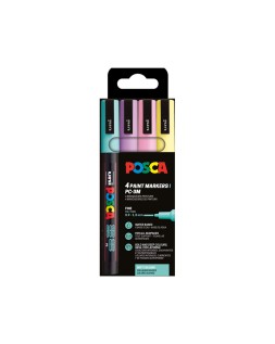 Rotulador uni posca pc-3m/4c estuche de 4 unidades colores pastel surtidos