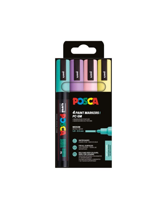 Rotulador uni posca pc-5m/4c estuche de 4 unidades colores pastel surtidos