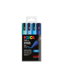 Rotulador uni posca pc-5m/4c estuche de 4 unidades colores azules surtidos