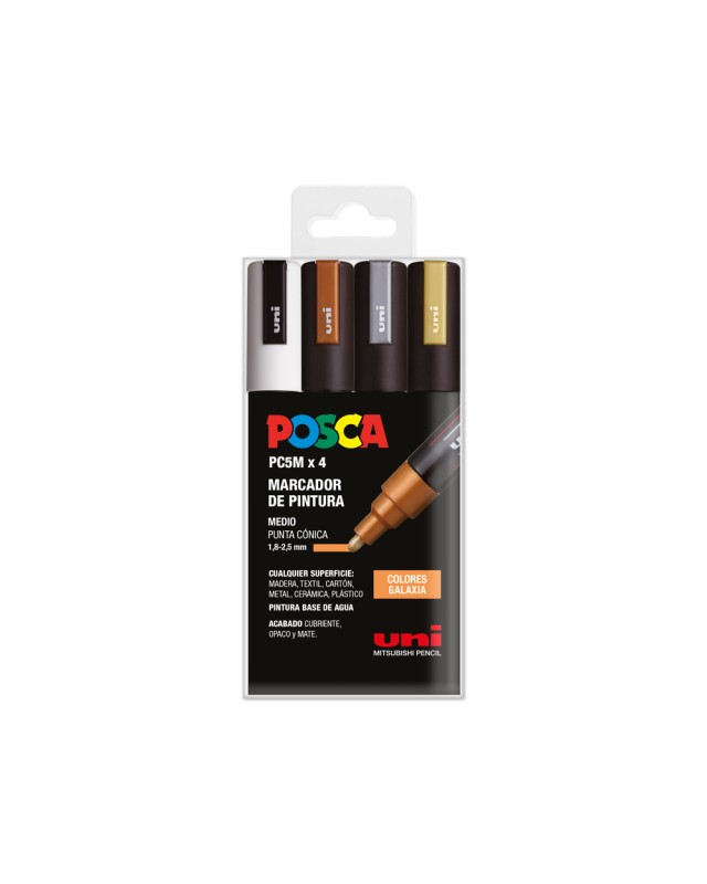 Rotulador uni posca pc-5m/4c estuche de 4 unidades colores galaxia surtidos