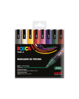 Rotulador uni posca pc-5m/8c estuche de 8 unidades colores oscuros surtidos