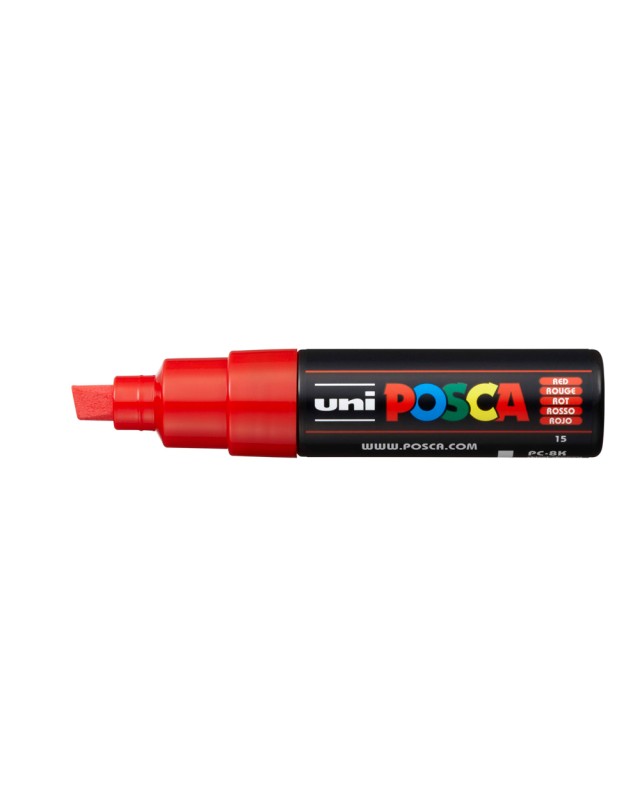 Rotulador uni posca pc-8k marcador de pintura punta biselada 8 mm rojo