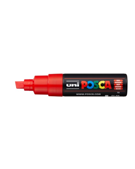 Rotulador uni posca pc-8k marcador de pintura punta biselada 8 mm rojo