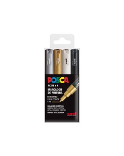 Rotulador uni posca pc-1m/4c marcador de pintura punta extrafina 1 mm estuche gswb de 4 unidades surtidas