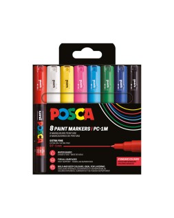 Rotulador uni posca pc-1m/8c marcador de pintura punta conica 0,7-1 mm estuche de 8 unidades colores basicos