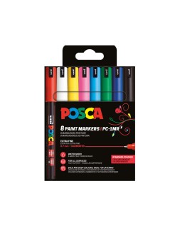 Rotulador uni posca pc1mr/8c marcador de pintura punta extrafina 0,7 mm estuche de 8 unidades colores basicos