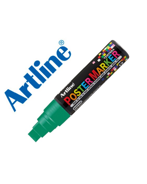 Rotulador artline poster marker epp-12 punta rectangular 12 mm color verde fluor