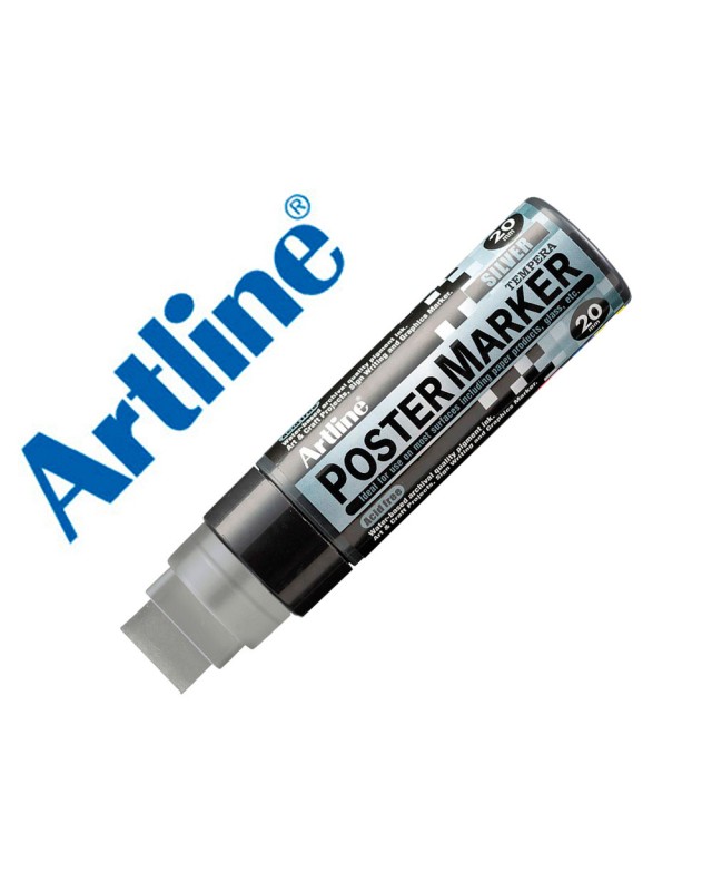 Rotulador artline poster marker epp-20 punta rectangular 20 mm color plata