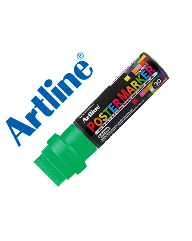 Rotulador artline poster marker epp-30 punta rectangular 30 mm color verde fluor