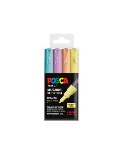 Rotulador uni posca pc-1m marcador de pintura punta extrafina 0,7 mm blister de 4 unidades colores pastel