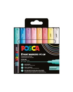 Rotulador uni posca pc-1m marcador de pintura punta extrafina 0,7 mm blister de 8 unidades colores pastel