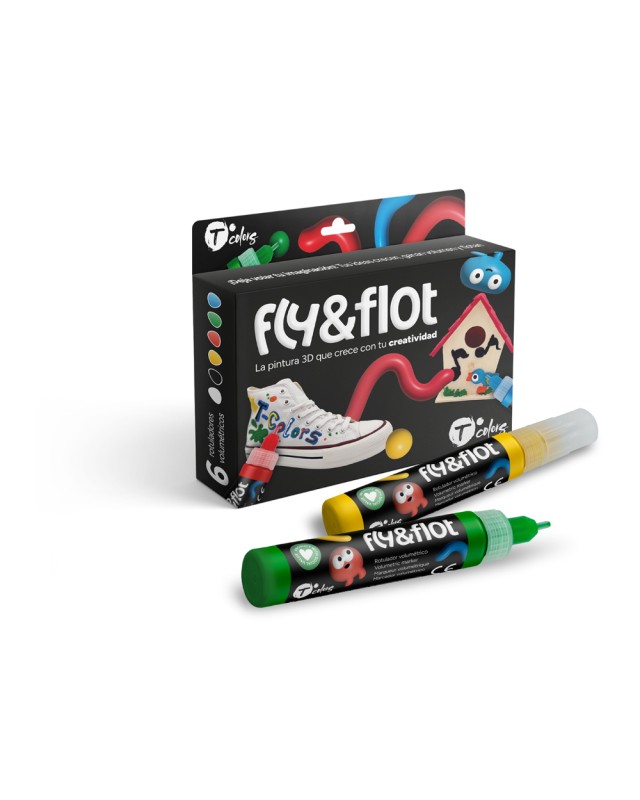 Rotulador tcolors fly&flot efecto 3d volumetrico 25 ml estuche de 6 colores surtidos