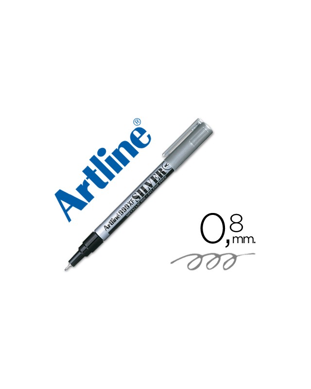 Rotulador artline marcador permanente tinta metalica ek-999 plata punta redonda 0.8 mm
