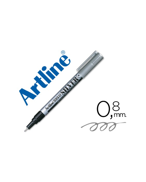 Rotulador artline marcador permanente tinta metalica ek-999 plata punta redonda 0.8 mm