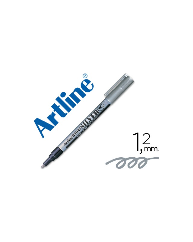 Rotulador artline marcador permanente tinta metalica ek-990 plata punta redonda 1.2 mm