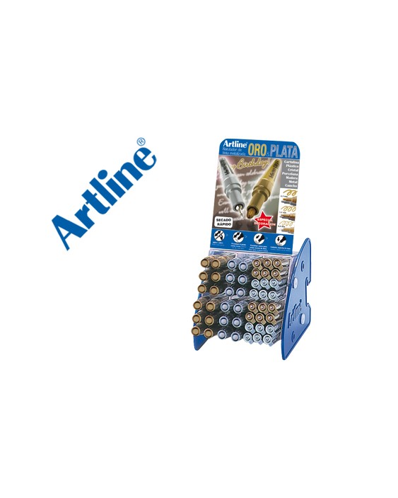 Rotulador artline marcador permanente tinta metalica gama oro y plata ek-900-999 expositor de 48 unidades